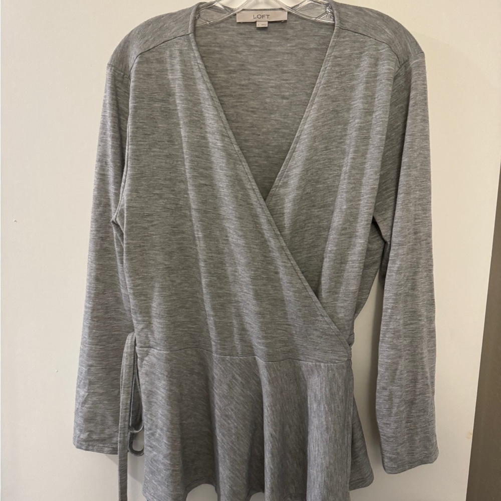 Loft gray wrap top